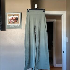 High-Rise Wide Leg Leggings in Sage Green
